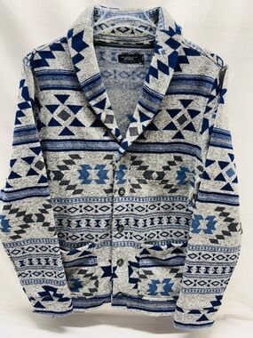Junk Food Clothing Los Angeles Southwest Aztec Blue/Gray Cardigan Mens Sz L